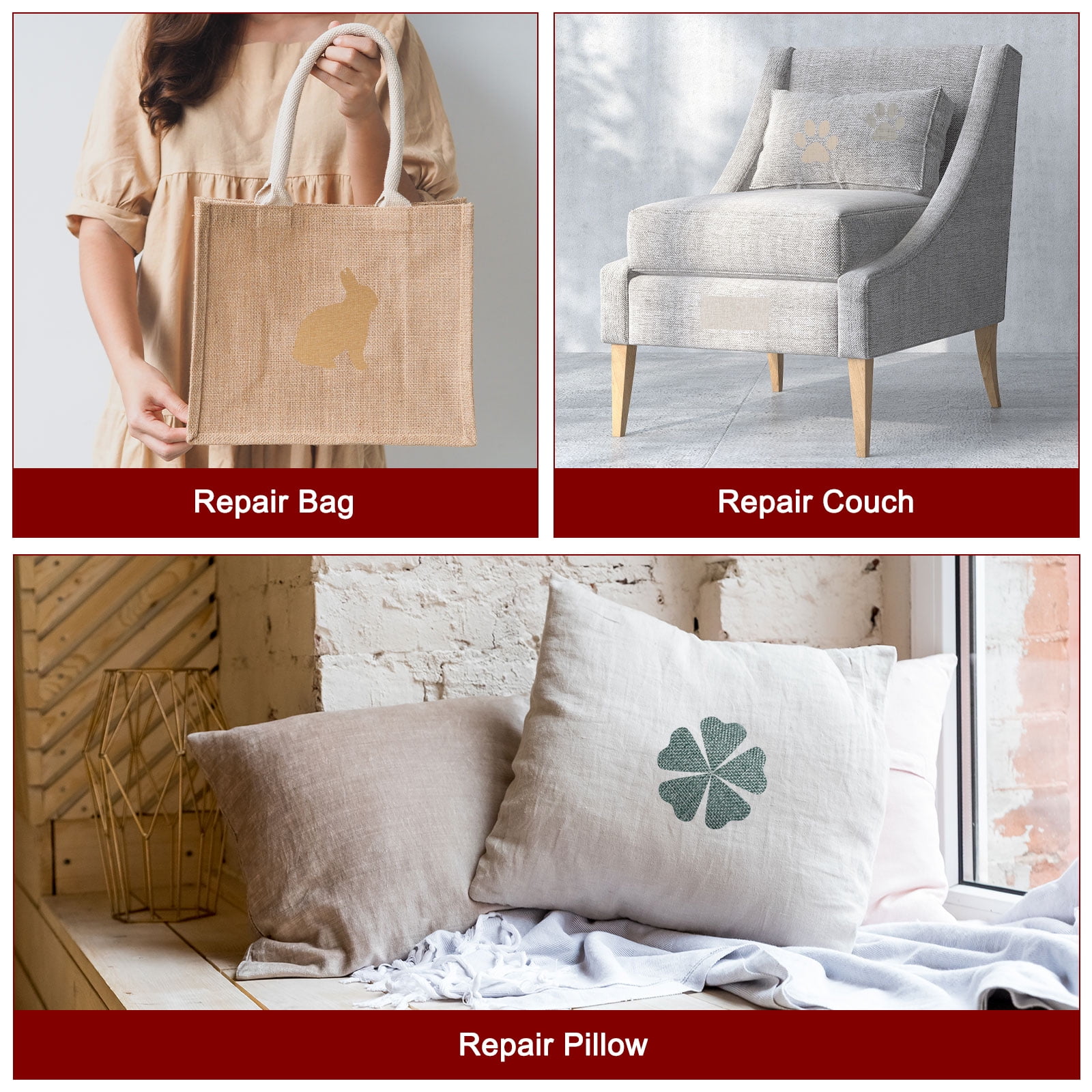Uxcell Linen Repair Patches Self-Adhesive Fine Linen Couch Fabric Patches Tape Can Be Used for Furniture Dark Blue 3"x118"