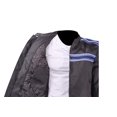 thumbnail image 3 of Dealer Leather  Mens Black Lightweight Textile Jacket with Blue Striped Design - Medium, 3 of 5