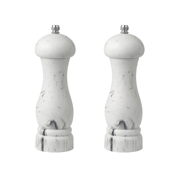 Salt & Pepper Grinder Set, Imitation Marble Refillable Mills, Easy-to-Use Manual Spice Grinders for Peppercorns 2Pcs