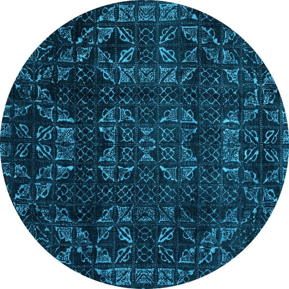Ahgly Company Indoor Round Abstract Light Blue Modern Area Rugs, 3' Round