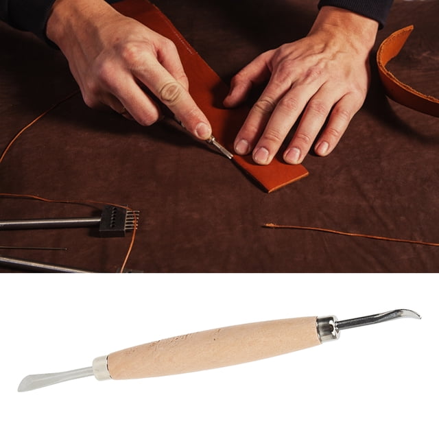 Leather Craft Modeling Tools, Length 17.6cm Lightweight Portable DIY Leather Press Rub Tool Wooden Handle For Leather Press Rub For Edge Skiving