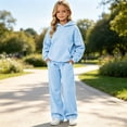 thumbnail image 2 of JAJAHO Girls Sweatsuit 2 Piece Set Long Sleeve Hoodie And Sweatpants Jogger Set Athletic Track Suit For Kids 5-16Y, 2 of 4