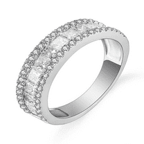 2CT Moissanite Princess & Round Eternity Ring 14K White Gold over Fine Jewelry for Women Gifts
