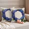 thumbnail image 2 of Spring Purple Flower Wreath Pillow Covers 2 Pack Country Watercolor Floral Leaf Linen Pillowcase Waterproof Outdoor Throw Pillow Cover for Patio Garden Square Cushion 20”x20”, 2 of 9
