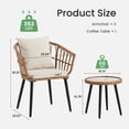 thumbnail image 2 of Gianna 3 Piece Outdoor Patio Furniture Set, Wicker Bistro Chairs with Glass Top Table for Apartment Balcony, Small Backyard, Porch and Deck, Beige, 2 of 7