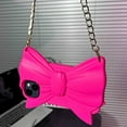 thumbnail image 4 of Hot Pink Bow-Knot Phone Case Compatible with iPhone 11, Cute 3D Cartoon Big Hot Pink Bow Tie iPhone Cases with Lanyard Soft Shockproof Silicone Case, 4 of 6