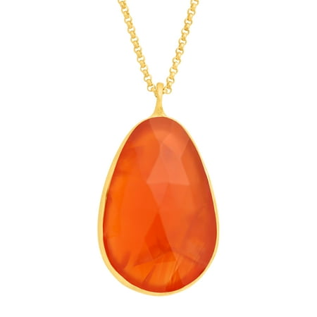 Piara 14 ct Natural Carnelian Pendant Necklace in 18kt Gold-Plated Sterling Silver