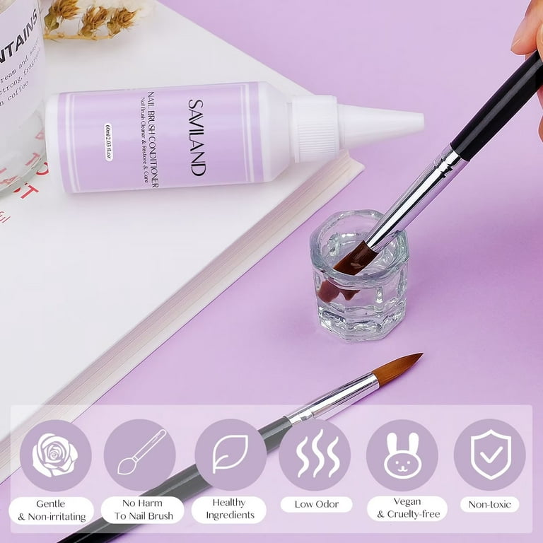 Saviland Kolinsky Acrylic Nail Brush - 50% Kolinsky Nail Art Brush for  Acrylic Application Cleaner(Size 12) 