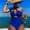 Blue, variant on Women's Crisscross Halter One Piece Swimsuit, Tummy Control Cutout Bathing Suit with Backless Design, High Cut Monokini for Beach Vacation