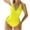 Yellow, variant on WREESH Women's Backless V-Neck One Piece Swimsuit Tummy Control High Cut Bathing Suit Slim Beach Swimwear Summer Black