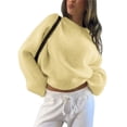 thumbnail image 2 of Suéter Holgado de Cuello Redondo y Larga Abullonada para Mujer. Amarillo XL, 2 of 7