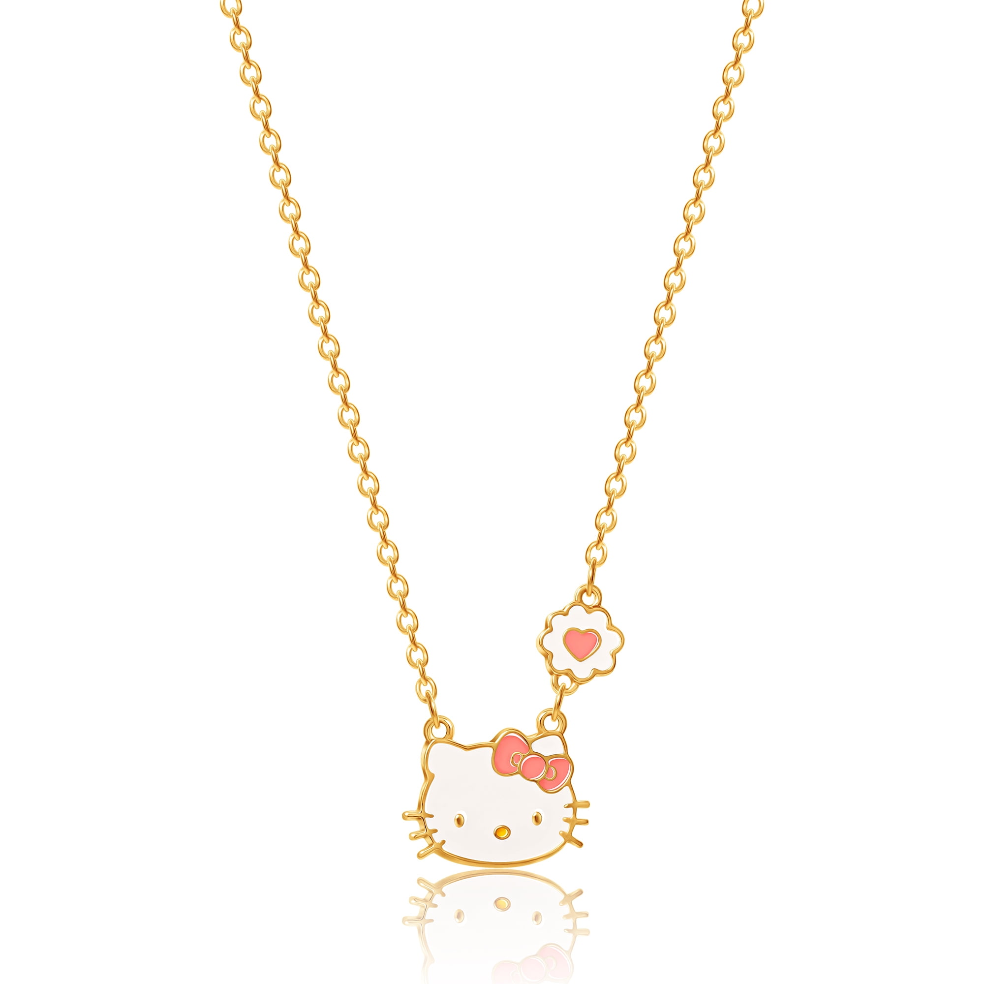 Sanrio Hello Kitty Girls Fashion Necklace Stud Earrings Jewelry Set - 18+3" (Pink)