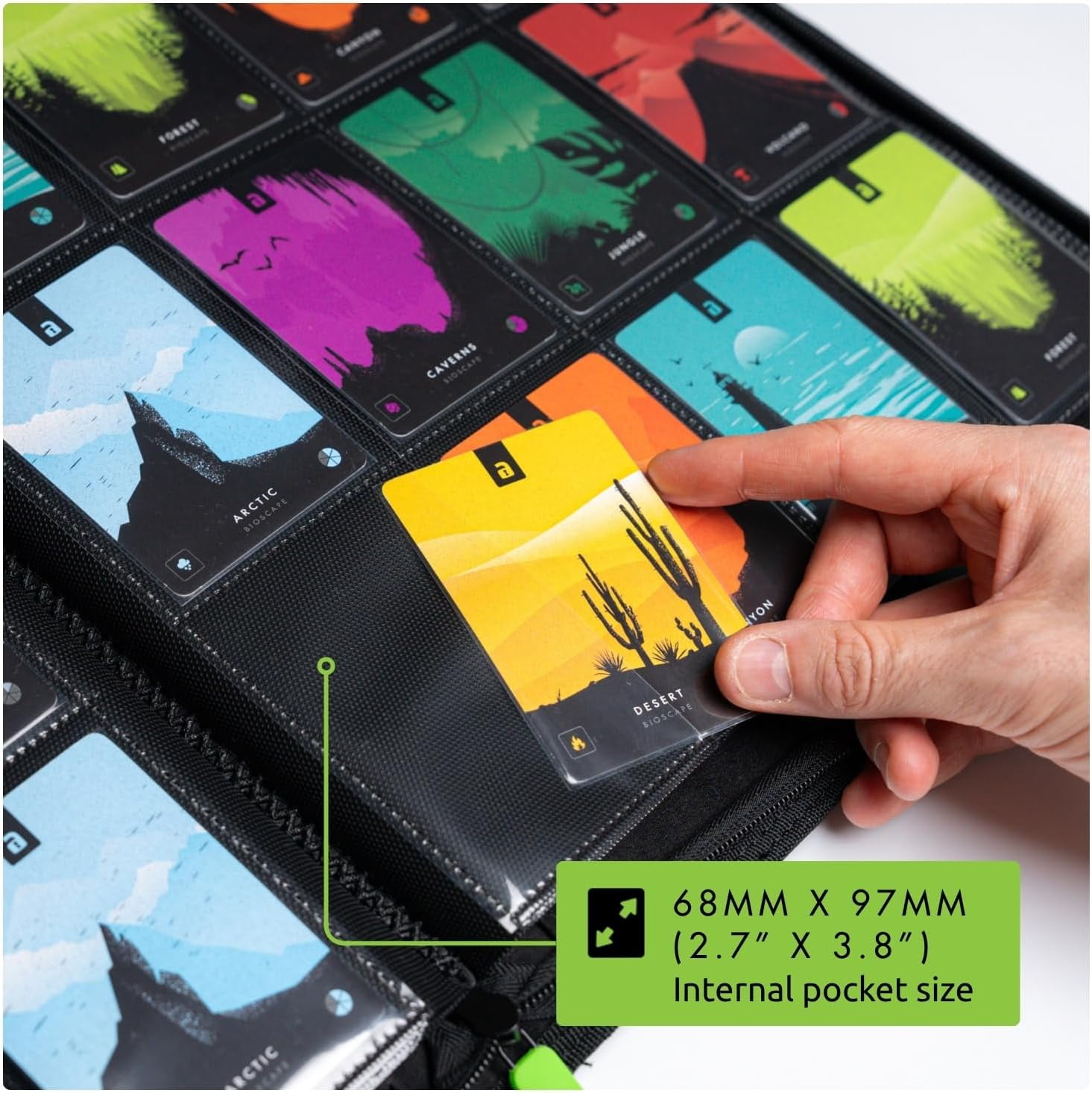 12 Pocket Trading Card Zip Binder, 480 Cards,  Exo-Tec Album Material, 20 Side-Loading Pages, Folder, Sports, TCG (Black)