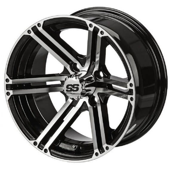 LSI Yukon 15x7 Golf Cart Wheel - Black/Machined 3 4 [15061]