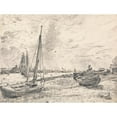 thumbnail image 2 of John Constable 24x19 Black Ornate Framed Double Matted Museum Art Print Titled: Shipping on the Thames (ca. 1818), 2 of 5