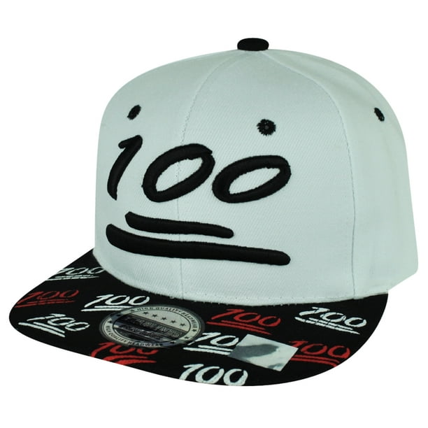 100 One Hundred Snapback Hat Cap Emoji Text Symbol Emoticons White ...