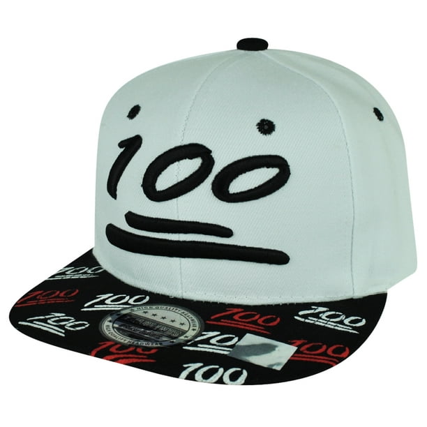 100 One Hundred Snapback Hat Cap Emoji Text Symbol Emoticons White