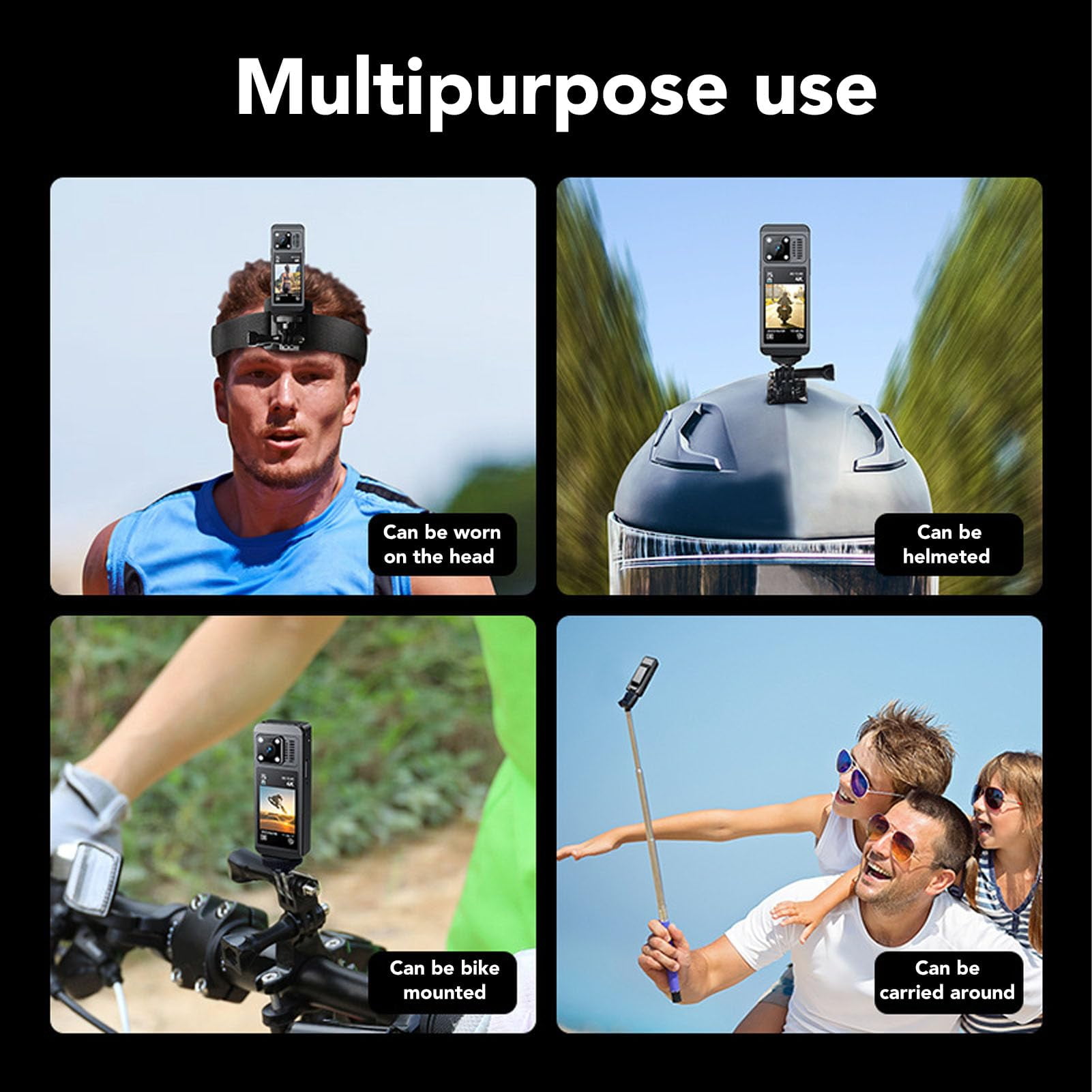 4K Action Camera with Touchscreen Wearable Sports Camera 130 Degree Wide Angle WiFi Video Recorder with  IR Night for Cycling Law Enforcement