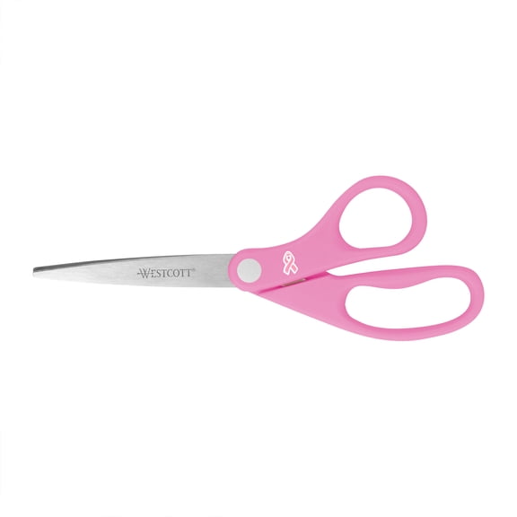 Westcott 8" All-Purpose Scissors, Breast Cancer Awareness, High School, Pink, 1-Count
