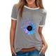thumbnail image 1 of Gibobby Blusa de Trabajo de Manga Corta Blusa informal con cuello redondo para mujer, camiseta manga corta con estampado girasoles en color, camiseta vacac(Gris,M), 1 of 4