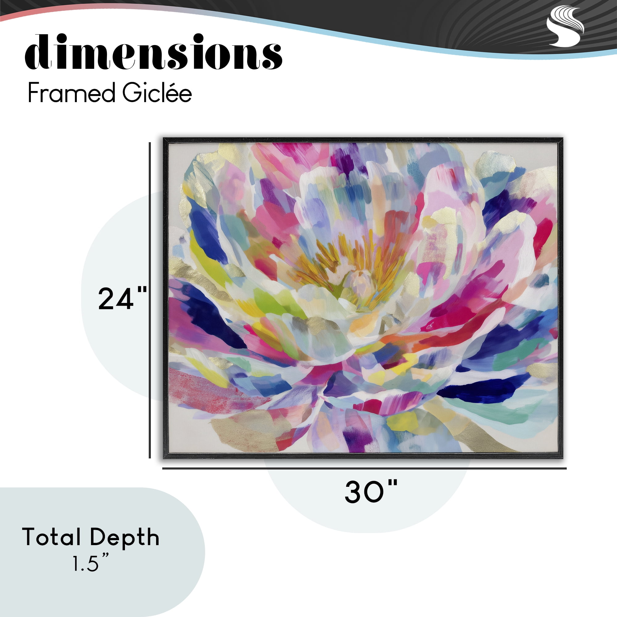 Stupell Industries Dahlia in Pink & Blue Black Framed Giclee Art, design by Chromatic Storm Studio