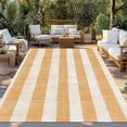 thumbnail image 2 of Burnt Orange Striped Outdoor Rug 5x7 Ft - Reversible Patio Rug Outdoor Camping Rugs, Farmhouse Vintage Stripes Washable Indoor Outdoor Area Rugs, Non-Slip Outdoor Carpet Runner for Deck/Porch, 2 of 8