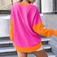 thumbnail image 6 of Colorblock Cotton Sweatshirts Long Sleeve Tops Womens Fall Winter Spring Casual Oversized Crew Neck Pullover (XL, Red), 6 of 7