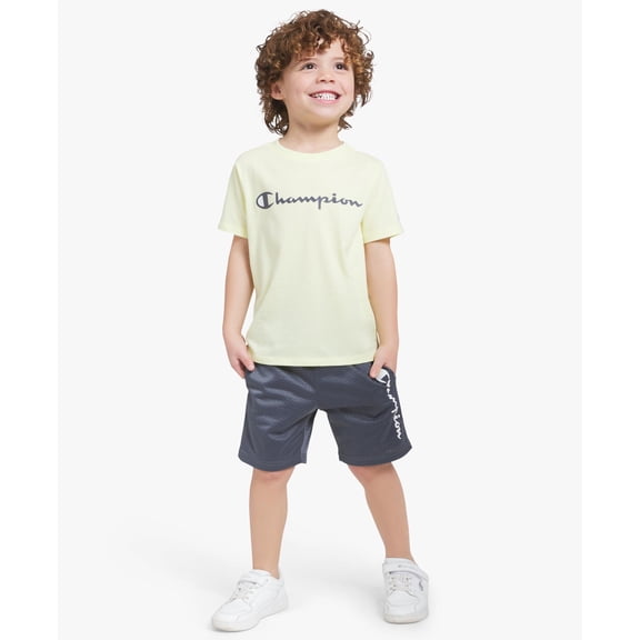 Champion Toddler Boys Signature Graphic Tee and Mesh Shorts Set - Lemon Drop - Size 2T