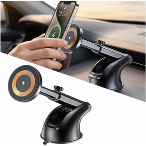 15W Car Mount Charger, Magnetic Wireless Suction Cup Vehicle Dashboard Cell Phone Holder with Air Vent Clip, Automotive Interior Windshield Smartphone Charger Mount, Universal Fit (Style A) Style A -