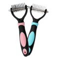 thumbnail image 1 of Pet Stainless Steel Open Knot Comb Dog Dematting Grooming Soft Handle Trimmer (Pink/Blue), 1 of 2