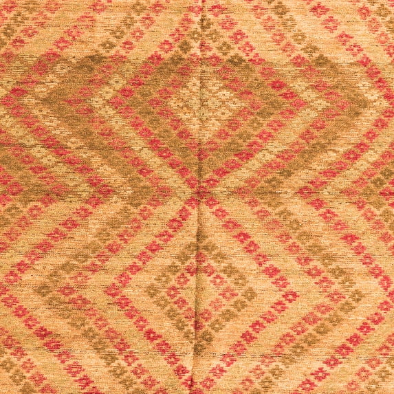Ahgly Company Indoor Square Abstract Orange Modern Area Rugs, 7' Square
