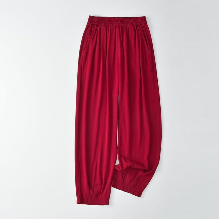 KIHOUT Women's Linen Pants Women's Summer Thin High Waisted Drape