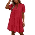 thumbnail image 2 of New Plus Size Dresses for Women Summer Fashion Solid Short Sleeve V-Neck Lace Lightweight Maxi Wedding Guest Dresses, 2 of 8