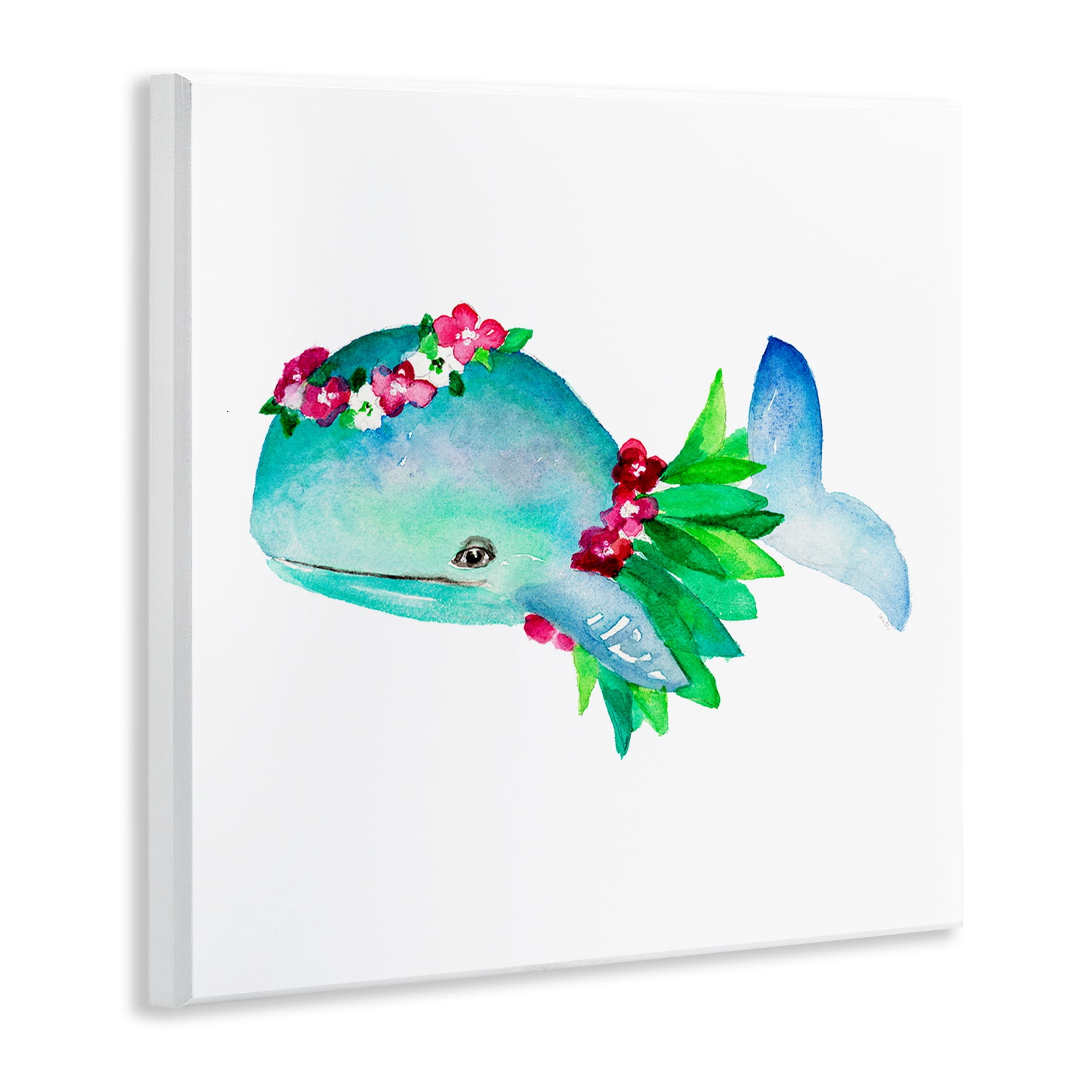 Stupell Industries Hula Skirt Whale Novelty Painting Unframed Art Print Wall Art, 12 x 12