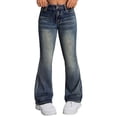thumbnail image 4 of Dpytoraw Teen Girls Fashion Stretch Flare Denim Jeans, Stylish Casual Pants with Comfort Fit for Daily Wear Blue Size 8-9 Years, 4 of 6