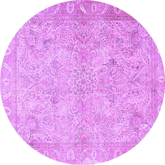 Ahgly Company Indoor Round Oriental Purple Traditional Area Rugs, 3' Round