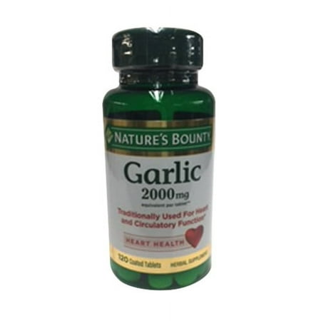 Nature's Bounty Garlic 2000mg Tablets, Heart Health 120 Count - 6 Pack