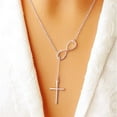 thumbnail image 1 of 18k Gold  Sterling Silver Infinity Cross Lariat Necklace, 1 of 4