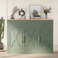 thumbnail image 4 of Walsunny Sideboards Buffets Cabinet Table 42.5" with 2 Drawers 3 Doors Adjustable Shelf Farmhouse Coffee Bar Cabinet with Storage for Kitchen Living Room Dining Room Green, 4 of 8