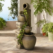 John Timberland Cascading Rustic Three Jugs Outdoor Floor Water Fountain 33" for Yard Garden Patio Home Deck Porch House Exterior Balcony Roof