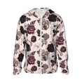 thumbnail image 1 of Kdxio Chandail à Capuchon Rétro Rouge Noir Imprimé Roses Protection Solaire pour Activités Extérieures Hommes Femmes Léger à Fermeture Éclair Coupe-Vent UPF 50+ Protection UV-Moyen, 1 of 7