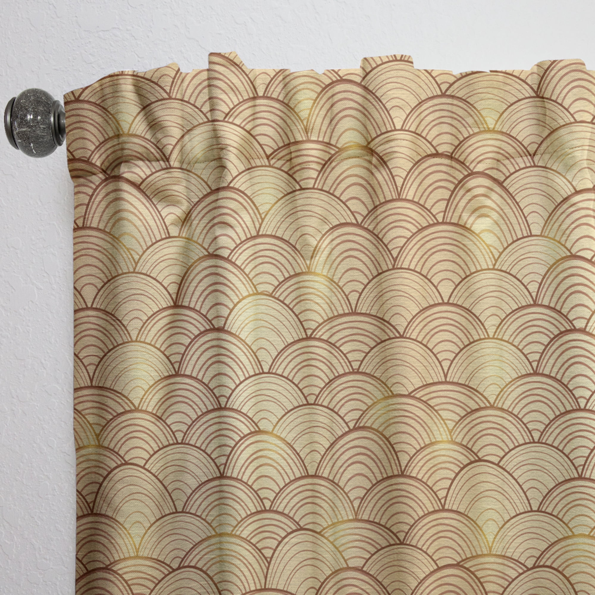 Designart 'Retro Golden Clouds In The Sky' Mid-Century Modern Curtain Panel