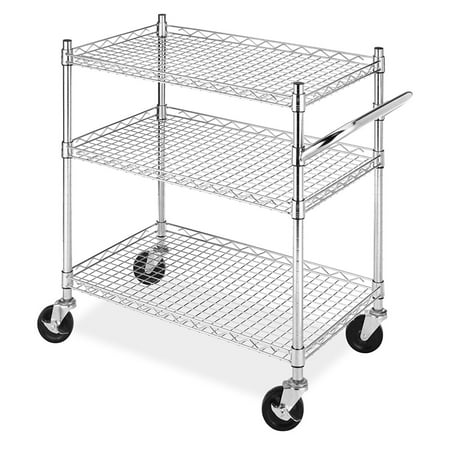 Whitmor Rolling Utility Cart - Whitmor Rolling 3-Tier Commercial Cart Chrome