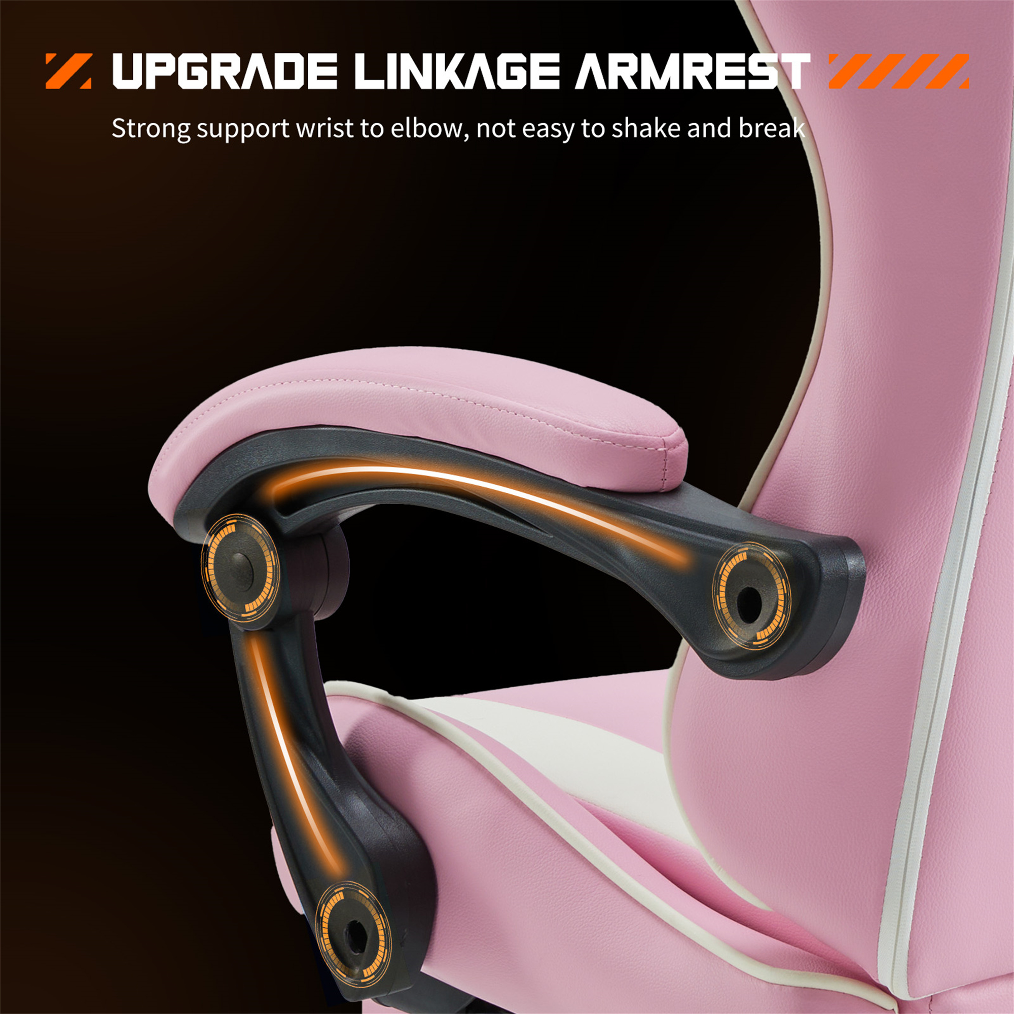 Aukfa Video Game Chair with Footrest, Racing Style Gamer Chair w/ Lumbar Support for Adults, Pink