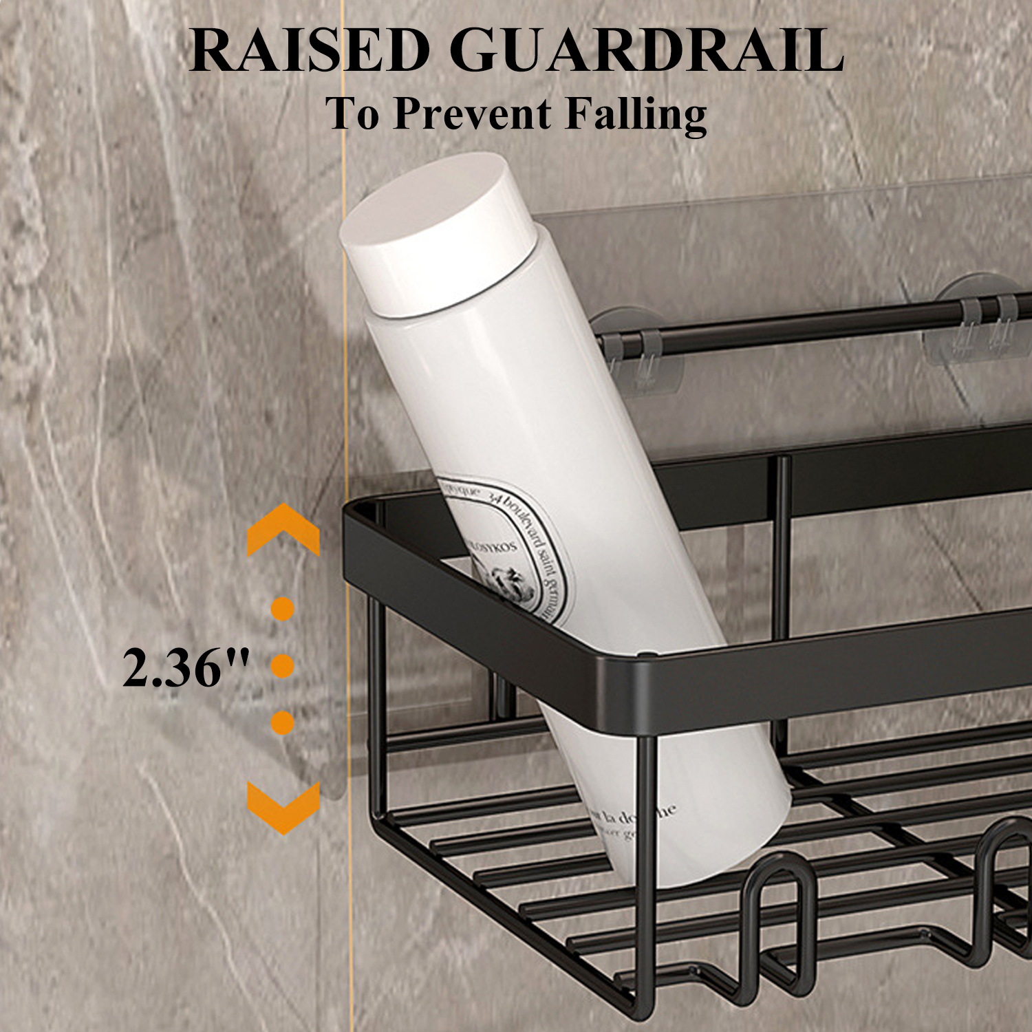 PHANCIR 6-Piece Shower Caddy, Wall Mount, Black photo 8