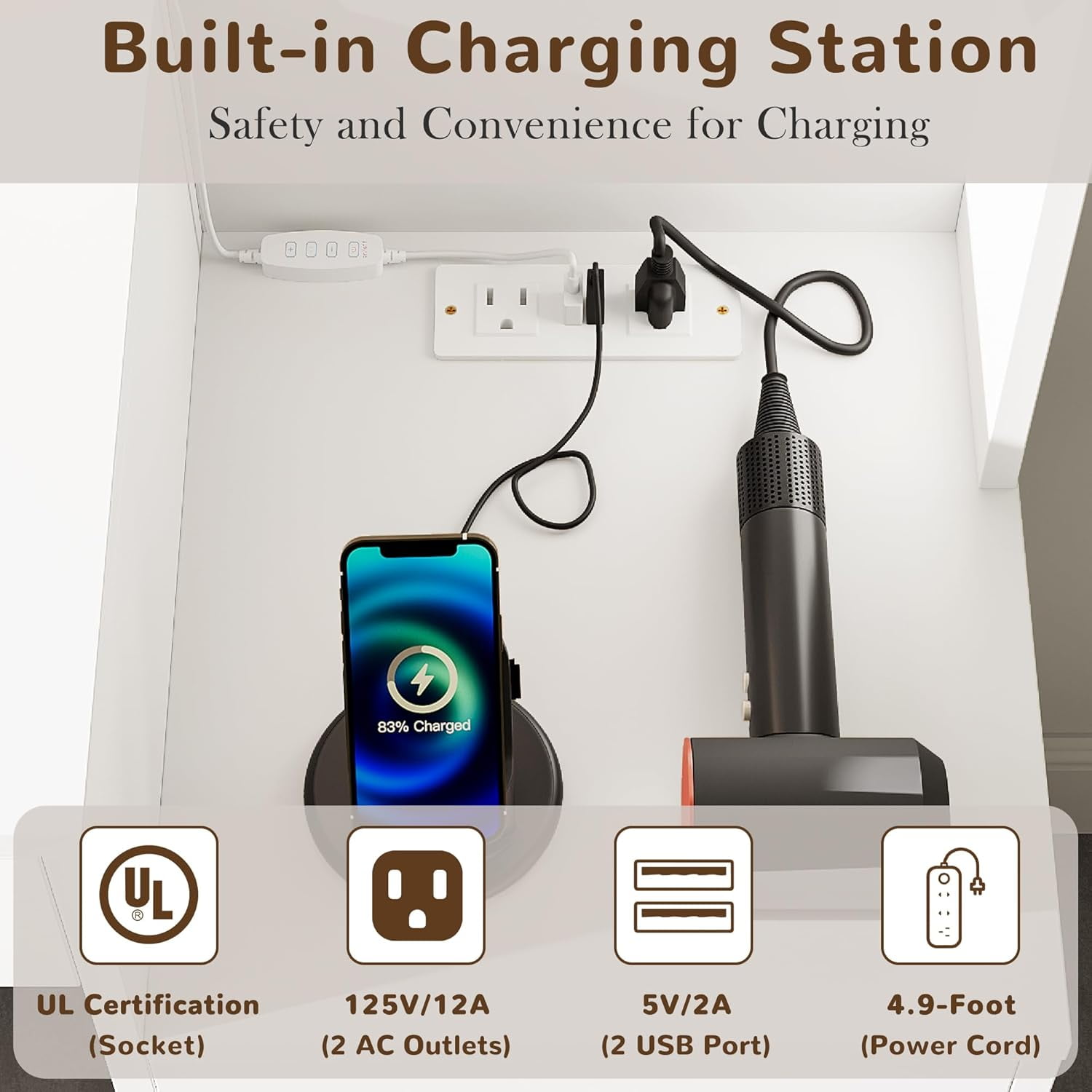 53" Makeup Vanity Set with Mirror and Lights, Pipleo Big White Makeup Vanity Desk with Chair and Power Outlet, 3 Color Lighting Modes & Adjustable Brightness for Bedroom