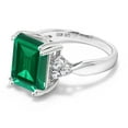 thumbnail image 4 of Gem Stone King 925 Sterling Silver Green Simulated Emerald Engagement Ring for Women (5.66 Cttw, Emerald Cut 12X10MM, Available in Size 5, 6, 7, 8, 9), 4 of 6