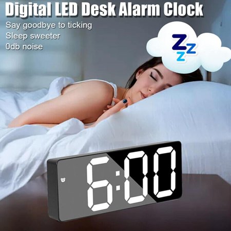 JINYUN-Alarm Clock Led Display Digital Mirror Alarm Clock Battery Plug-in Dual Purpose Clock Snooze Night Mode Alarm Clock Suitable for Bedroom Office Clock (Green)