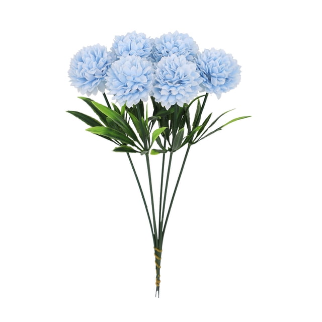 6 piezas de flores artificiales de hortensia, crisantemo falso, bola de flores de tallo largo, ramo de novia de hortensia para casa, oficina, cafetería, fiestas, decoración de bodas