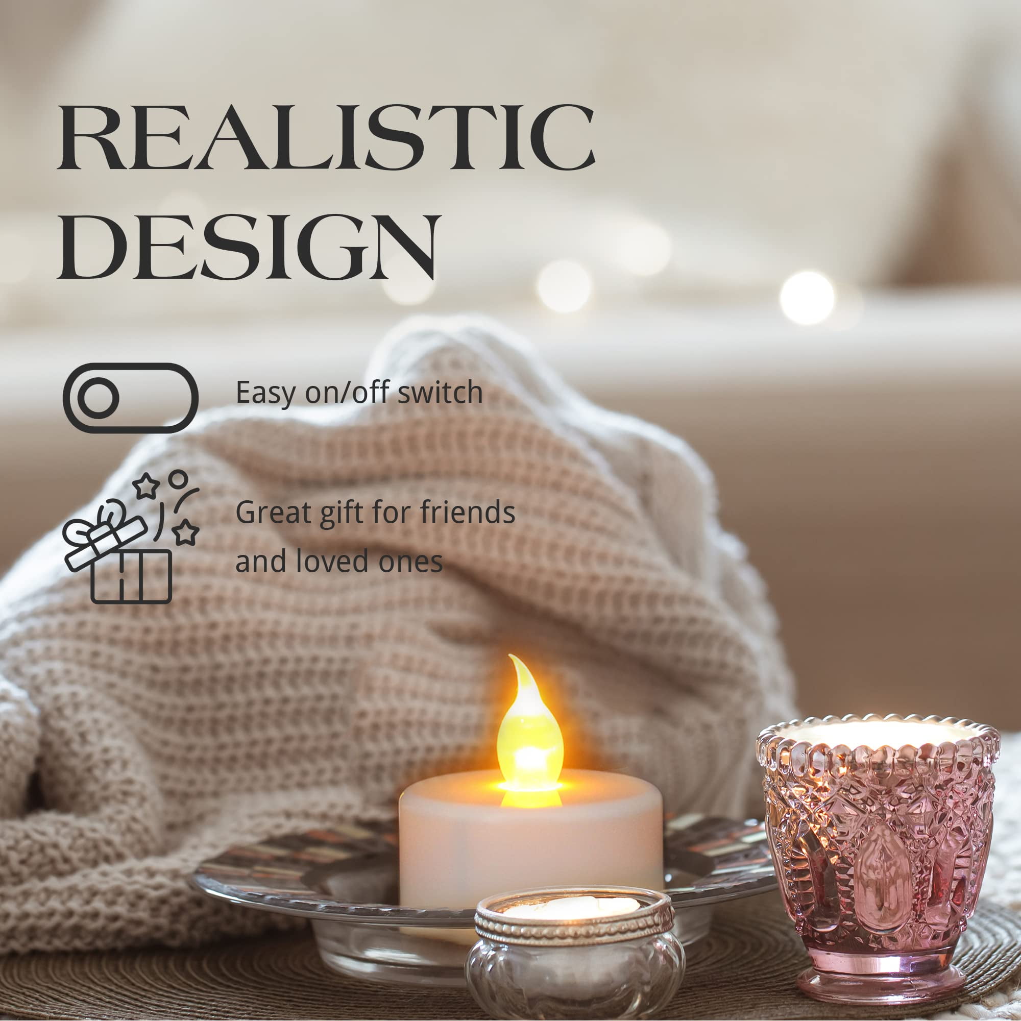 SLS SUPPLY FLORA 150-Pack Realistic Flickering Flameless Candles, Battery Operated Tea Lights, Electric Candle Sets for Home Decor, Fake Candles for Occasions, Batteries Included
